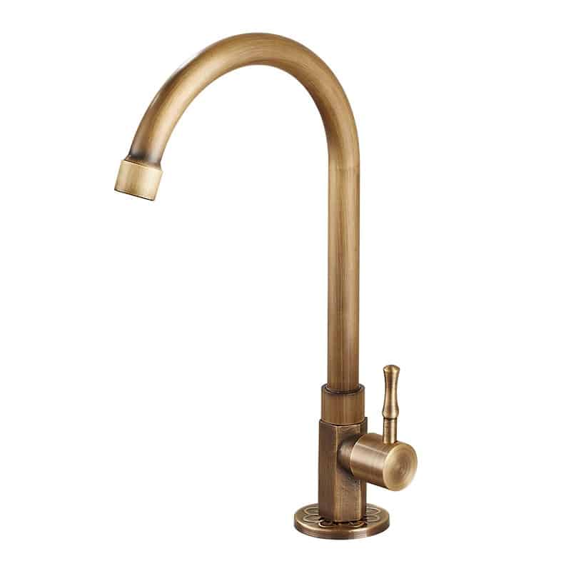Robinet De Lavabo à Levier Unique Style Rétro - Laiton Brossé - Montage Monotrou - Raccord 3/8"